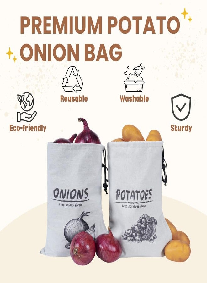 LeCorner Potato Onion Storage Bag, Reusable Potato and Onion Storage Bag for Pantry, Vegetable Storage Bags with Drawstring Closure, Blackout Liner for Shopping Storage, 2 Packs (Potato Onion Bag) - Image 4